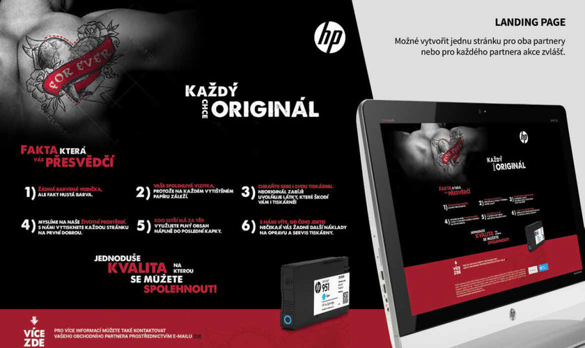 Kampaň na HP spotřební materiál - Landing page